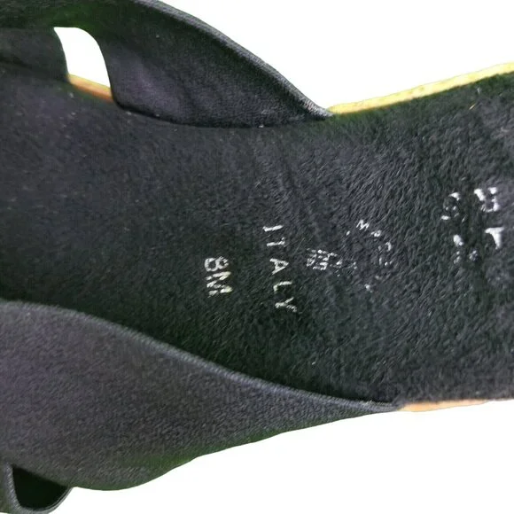 ✅Womens 8M Italian Shoemakers Sandals Wedge Heel Slip On Black Made in Italy - Picture 4 of 16